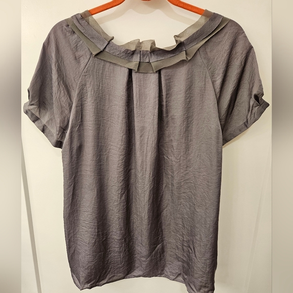 Ann Taylor Loft Gray Sheer Baby Doll Top - NWT - Size XL - Picture 6 of 9